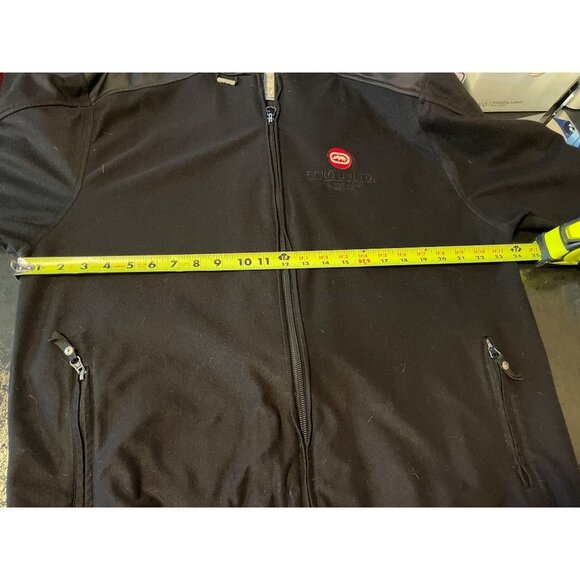 Vintage 90s Ecko Unltd Black Shiny Nylon Arm Patch Full Zip Jacket Sz M - Picture 9 of 12
